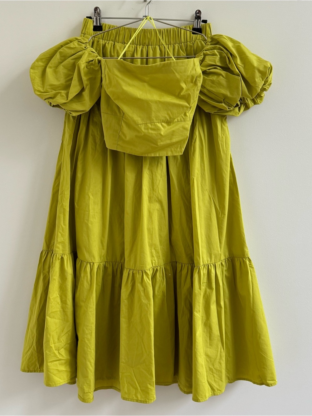 Lime Green Tiered Midi Skirt Set